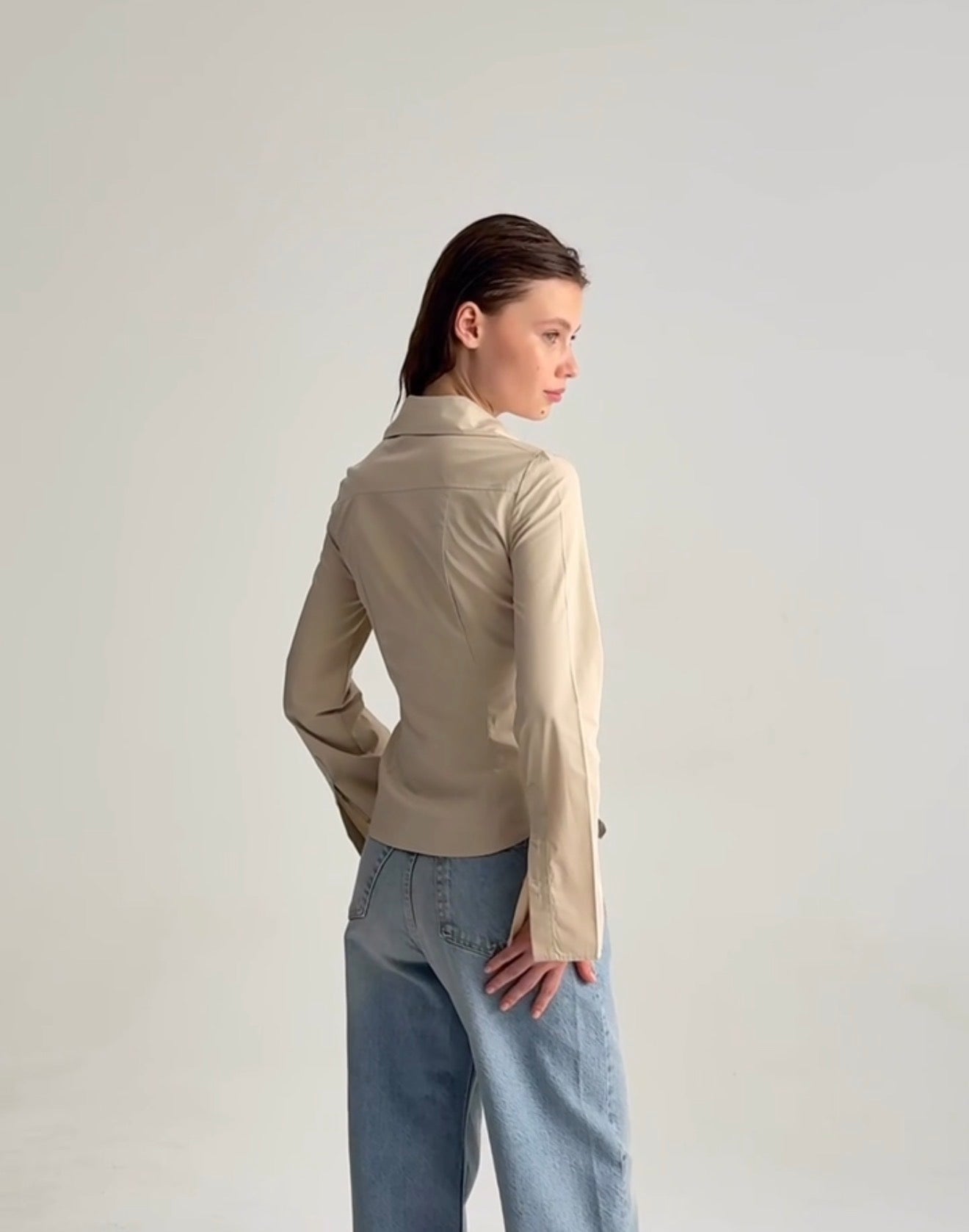 Blue beige shirt