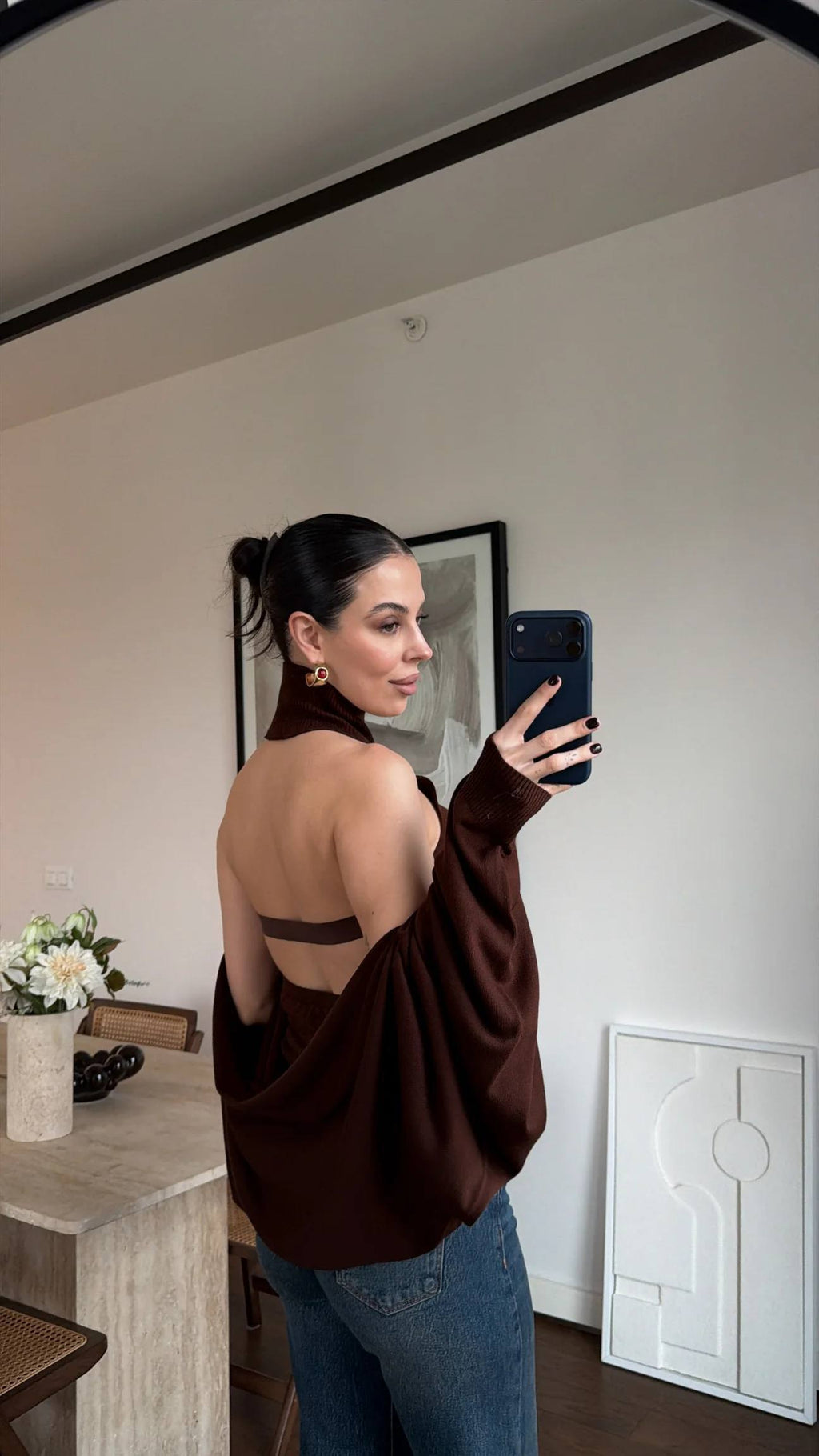 Brown beige top