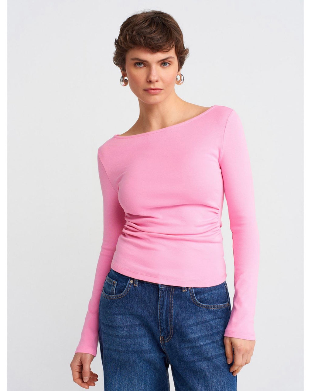 Pink white top