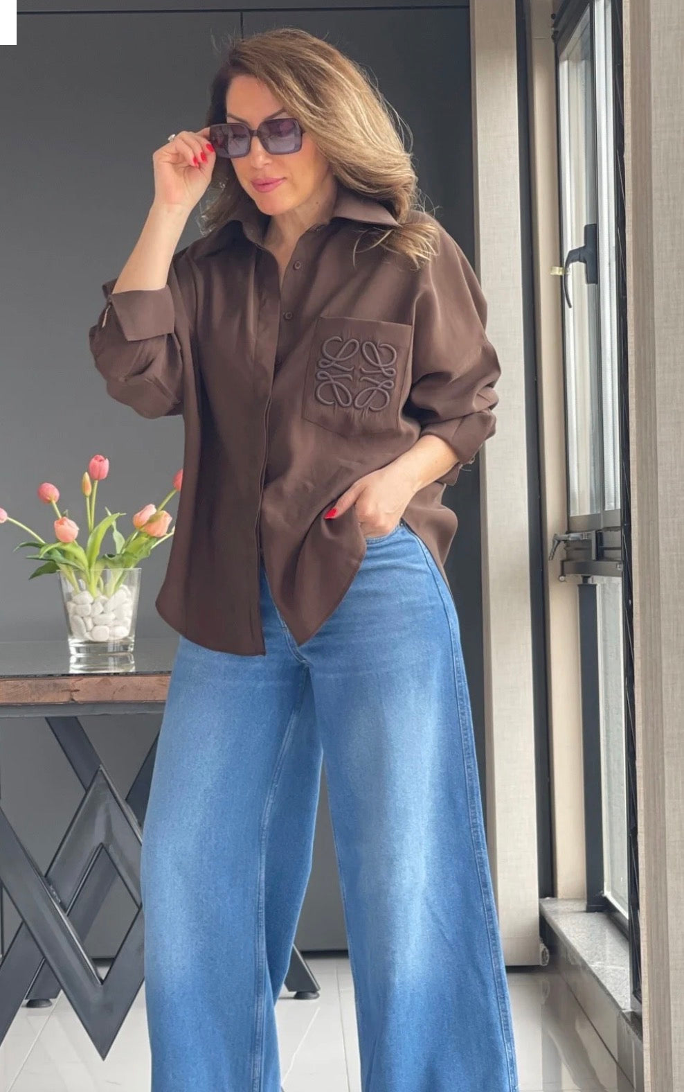 Brown/olive green shirt