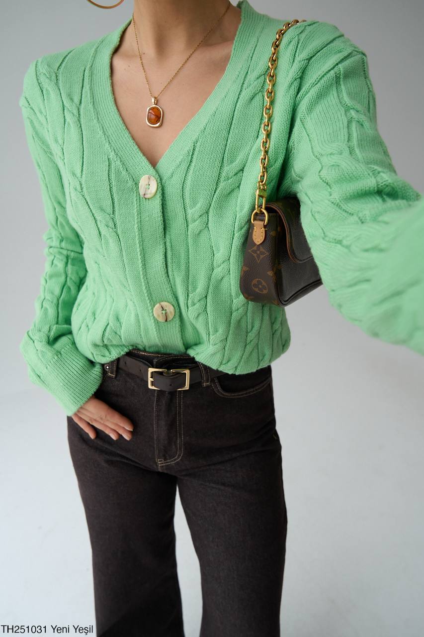 Green cardigan