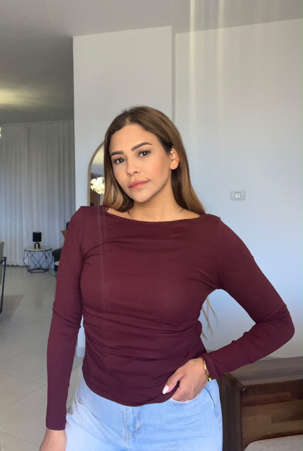 Red/ Blue/ burgundy top