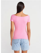 Pink/White top
