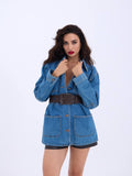 Jeans jacket with belt