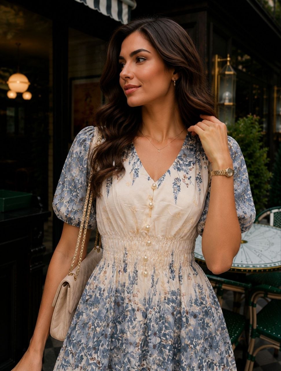 White blue dress