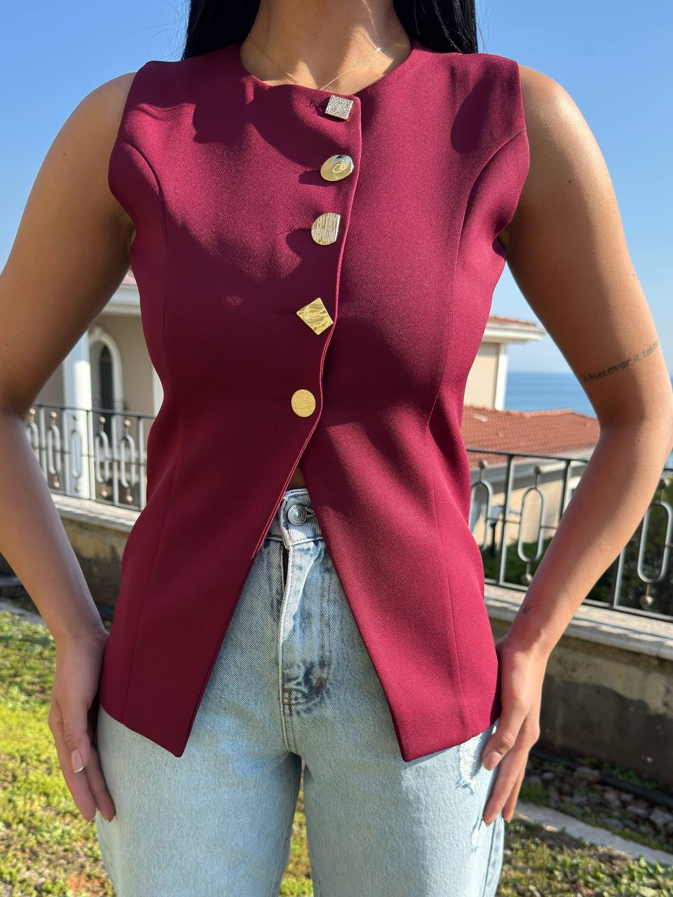Burgundy vest