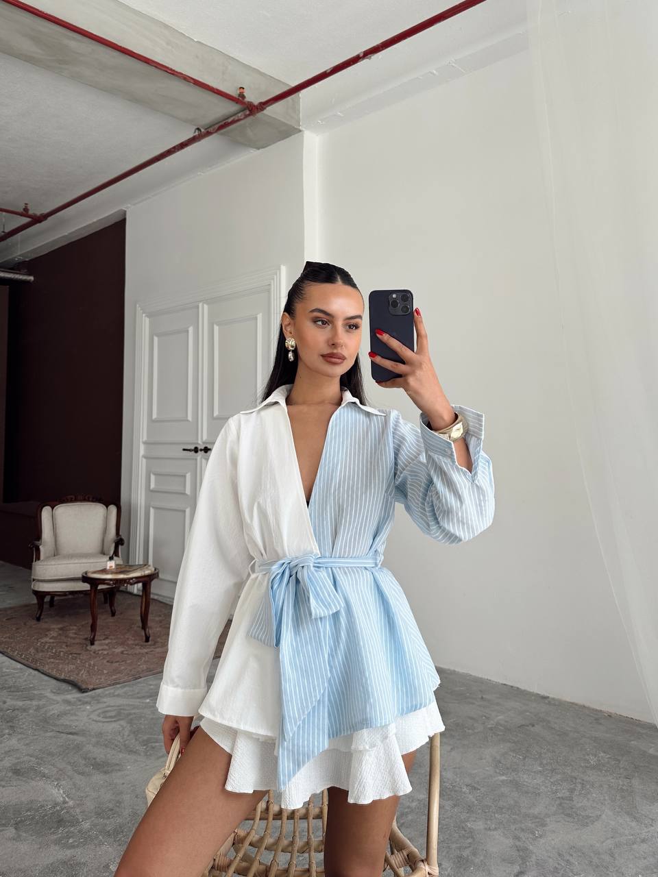 Blue white shirt