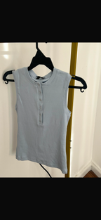 Black/ white/ baby blue top