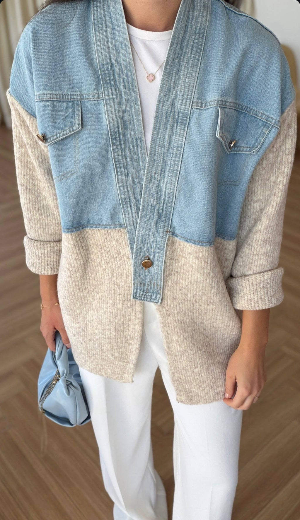 Beige jeans cardigan
