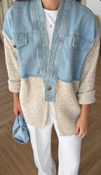Beige jeans cardigan