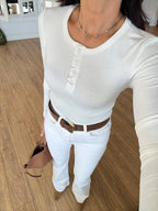 Brown/ Beige/ White top