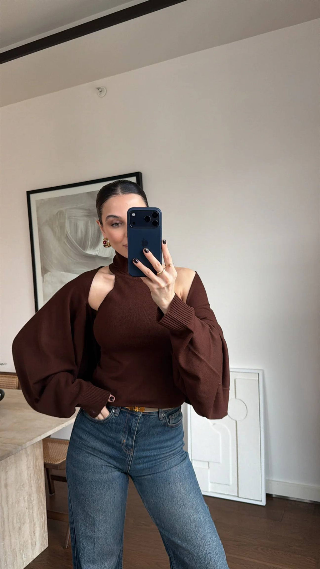Brown beige top