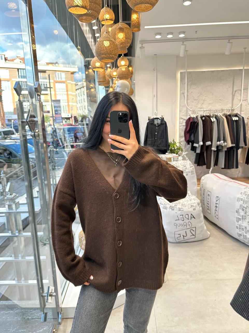 Brown cardigan