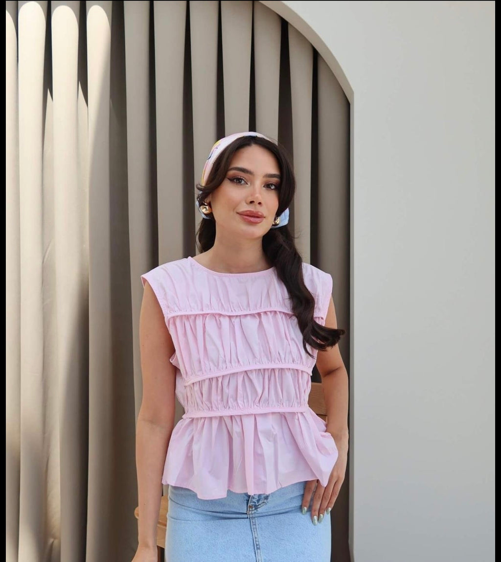 Pink/yellow/ baby blue top