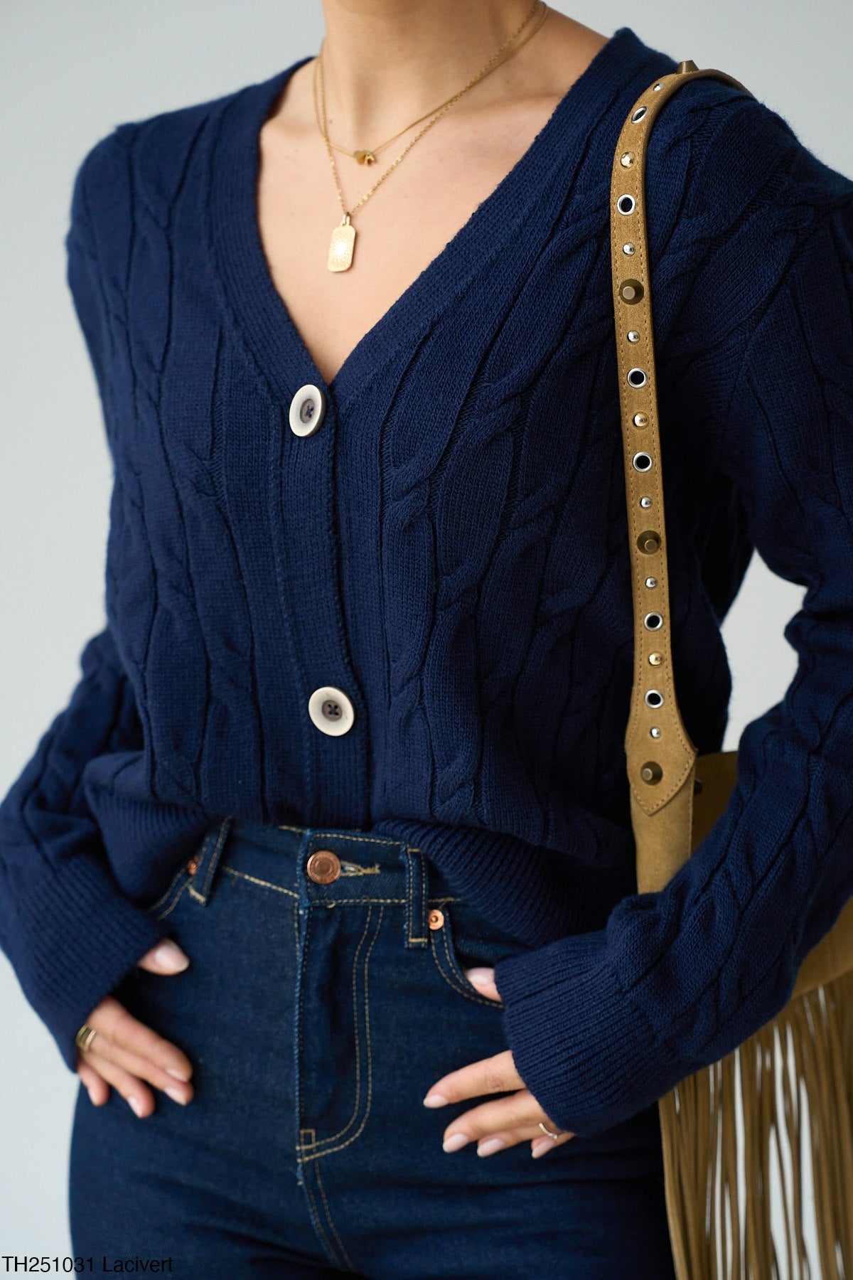 Dark blue / brown cardigan