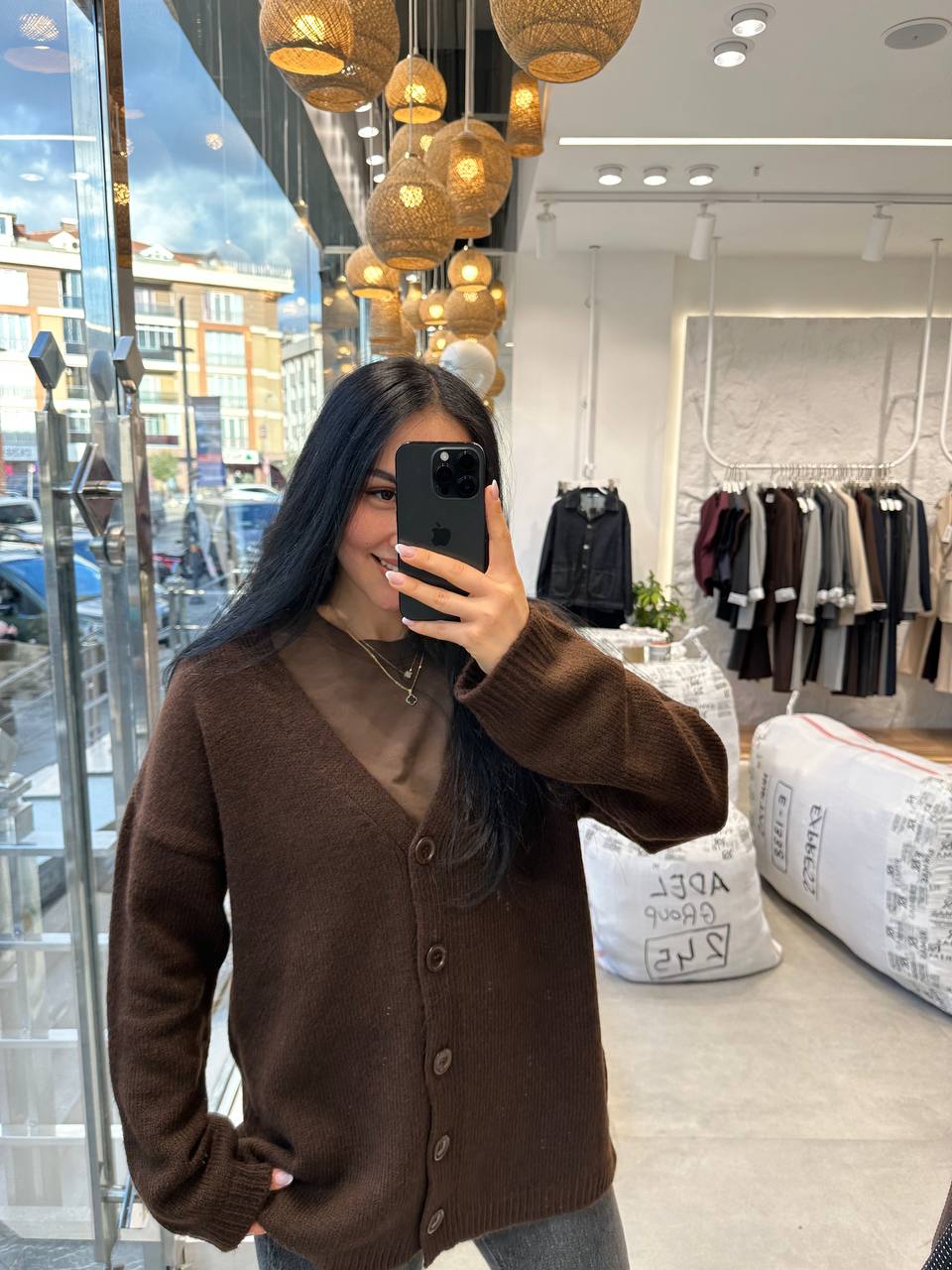 Brown cardigan