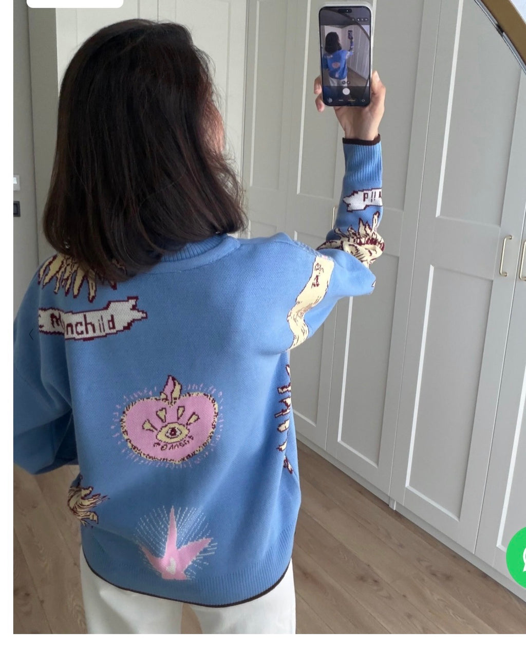 Blue cardigan