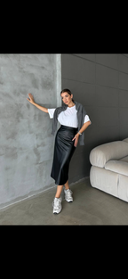Black leather skirt