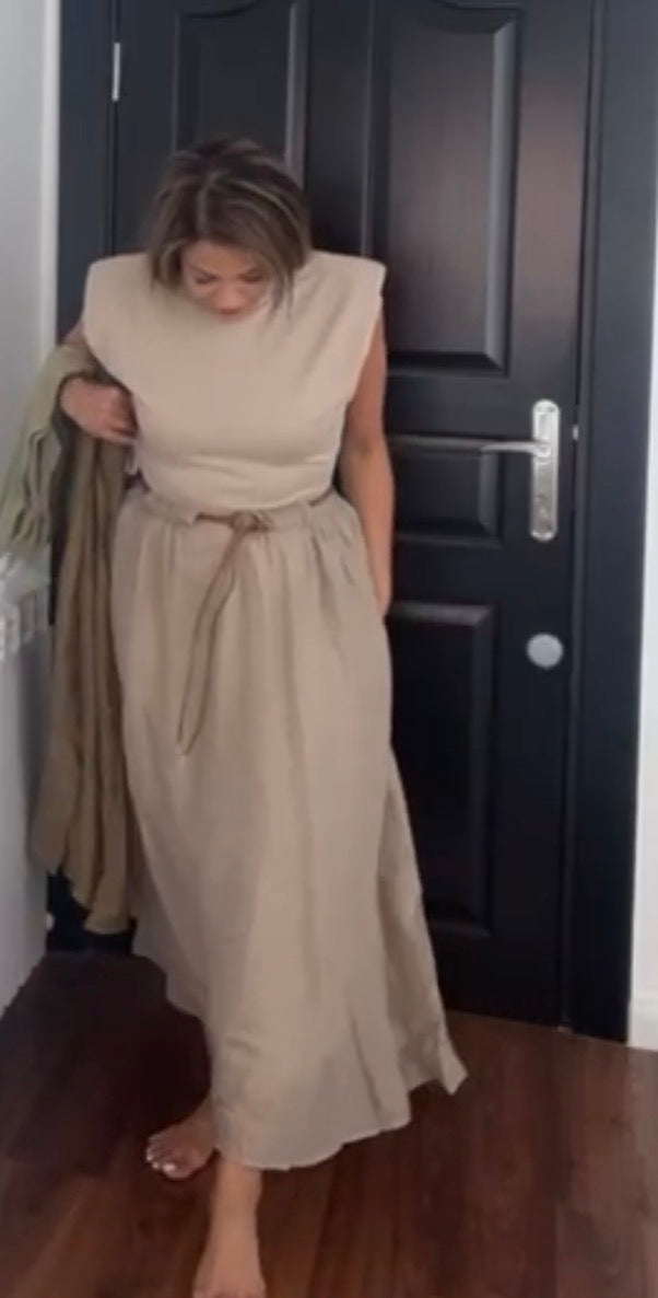 Olive green/ Beige dress