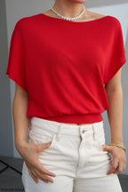 Red/Baby blue top