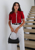 Red/Black/beige top