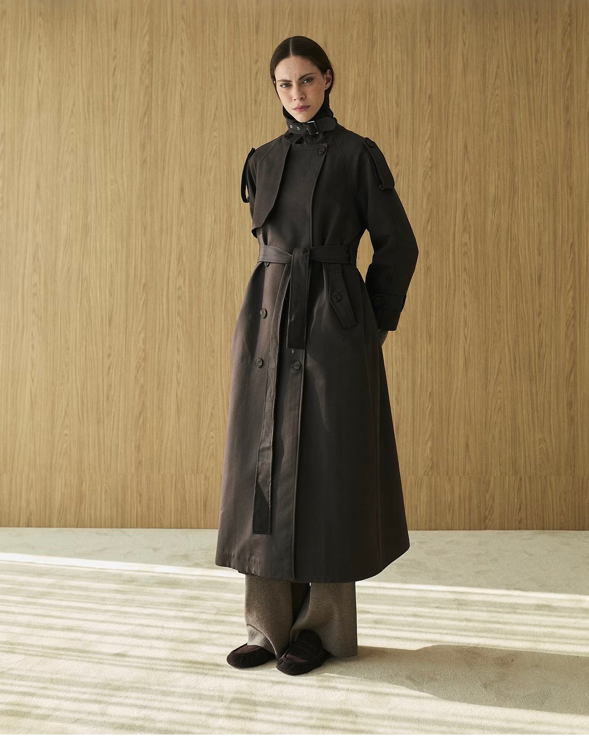 Brown trench coat