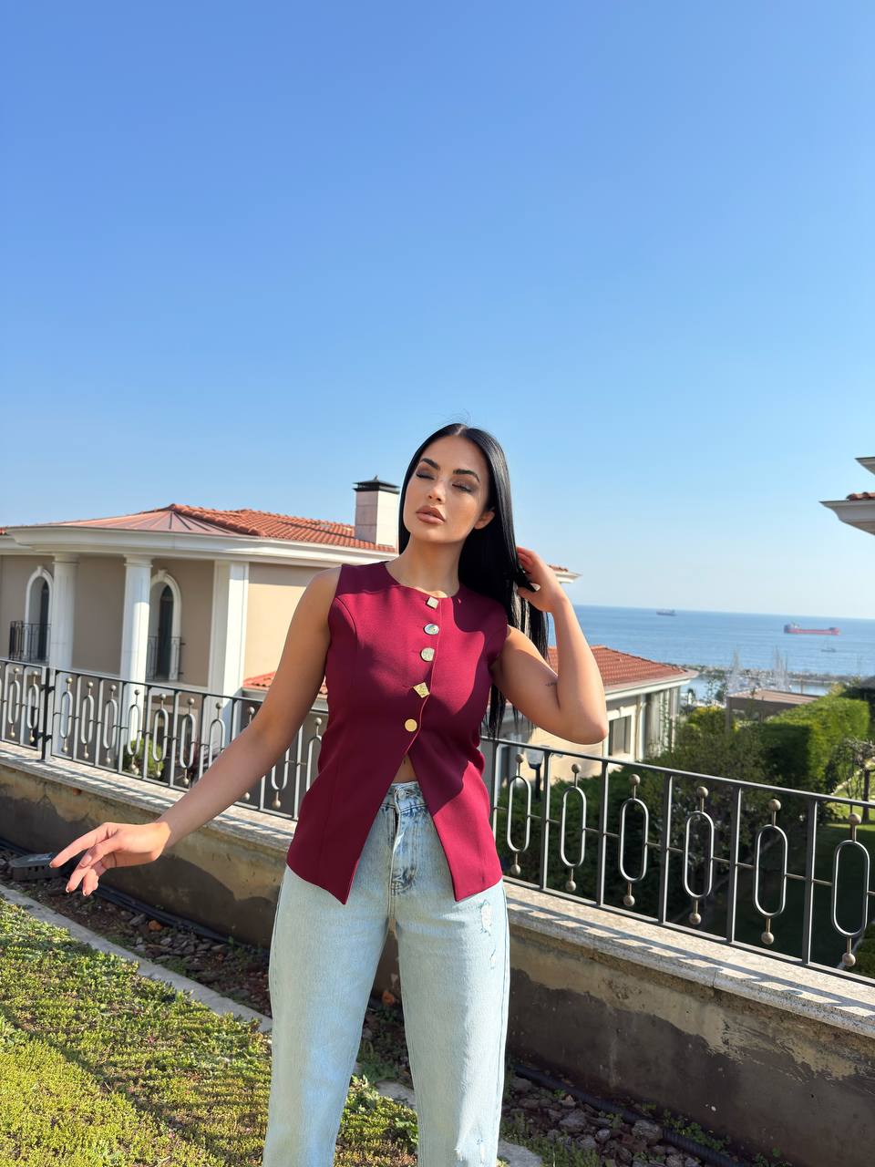 Burgundy vest
