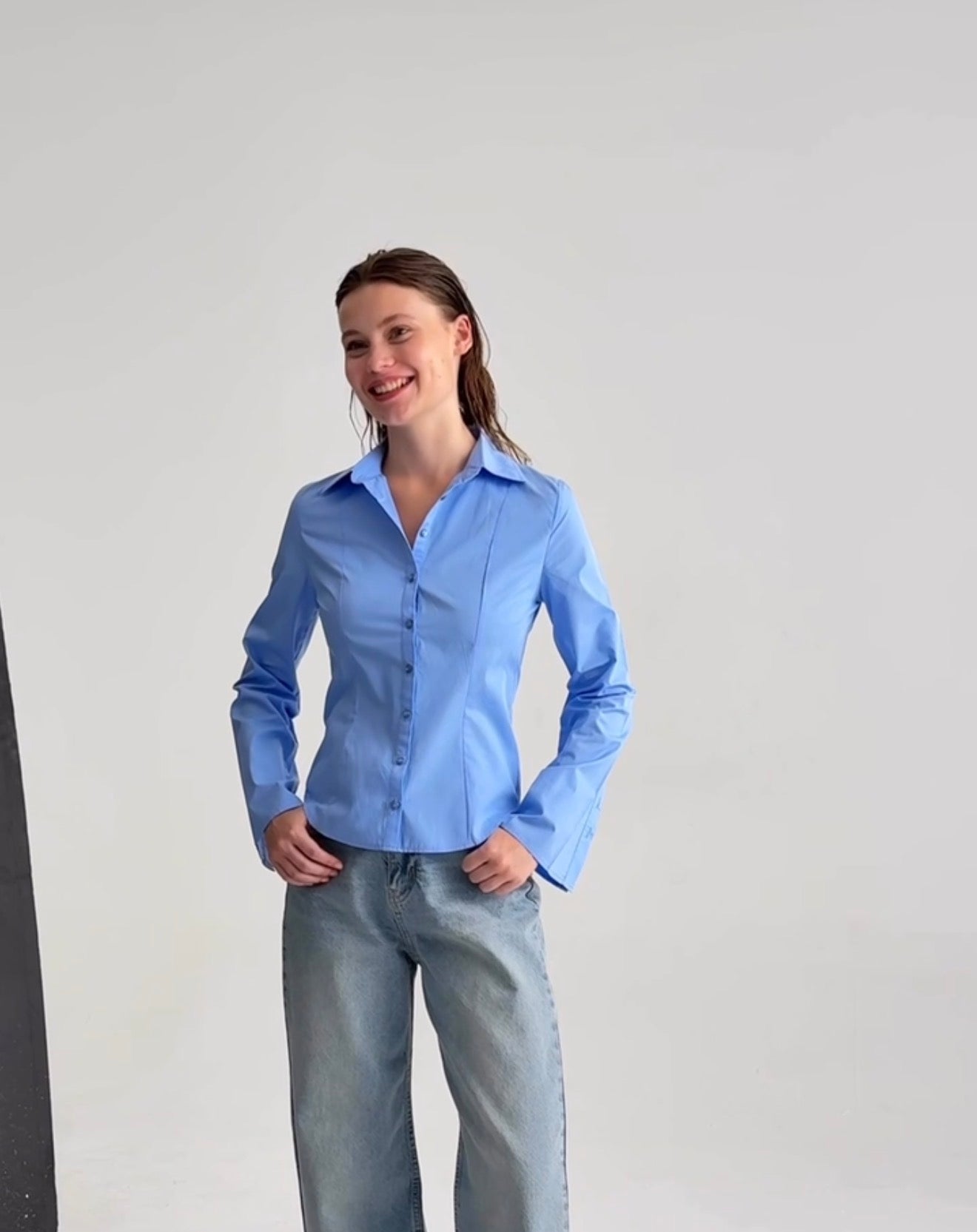 Blue beige shirt