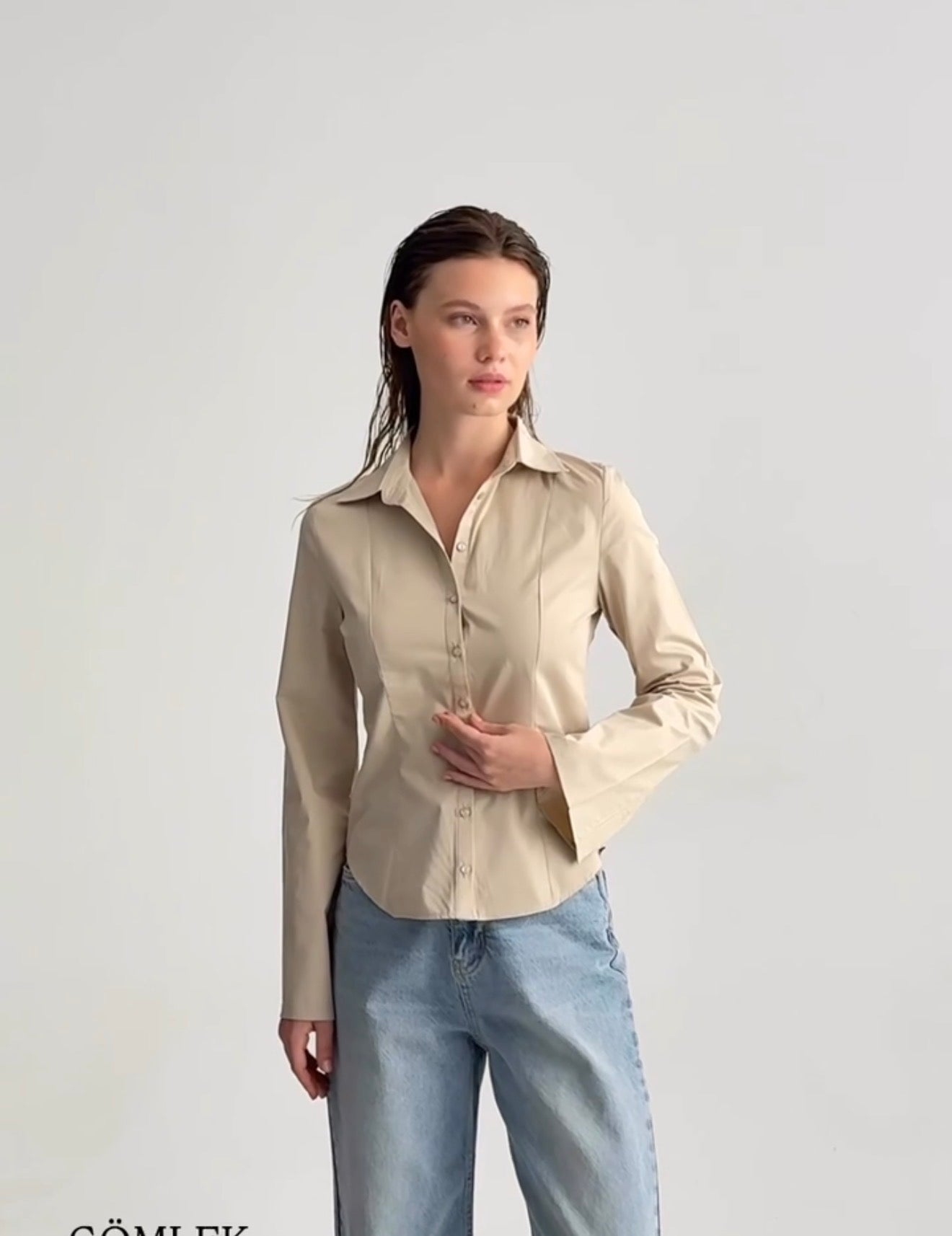 Blue beige shirt